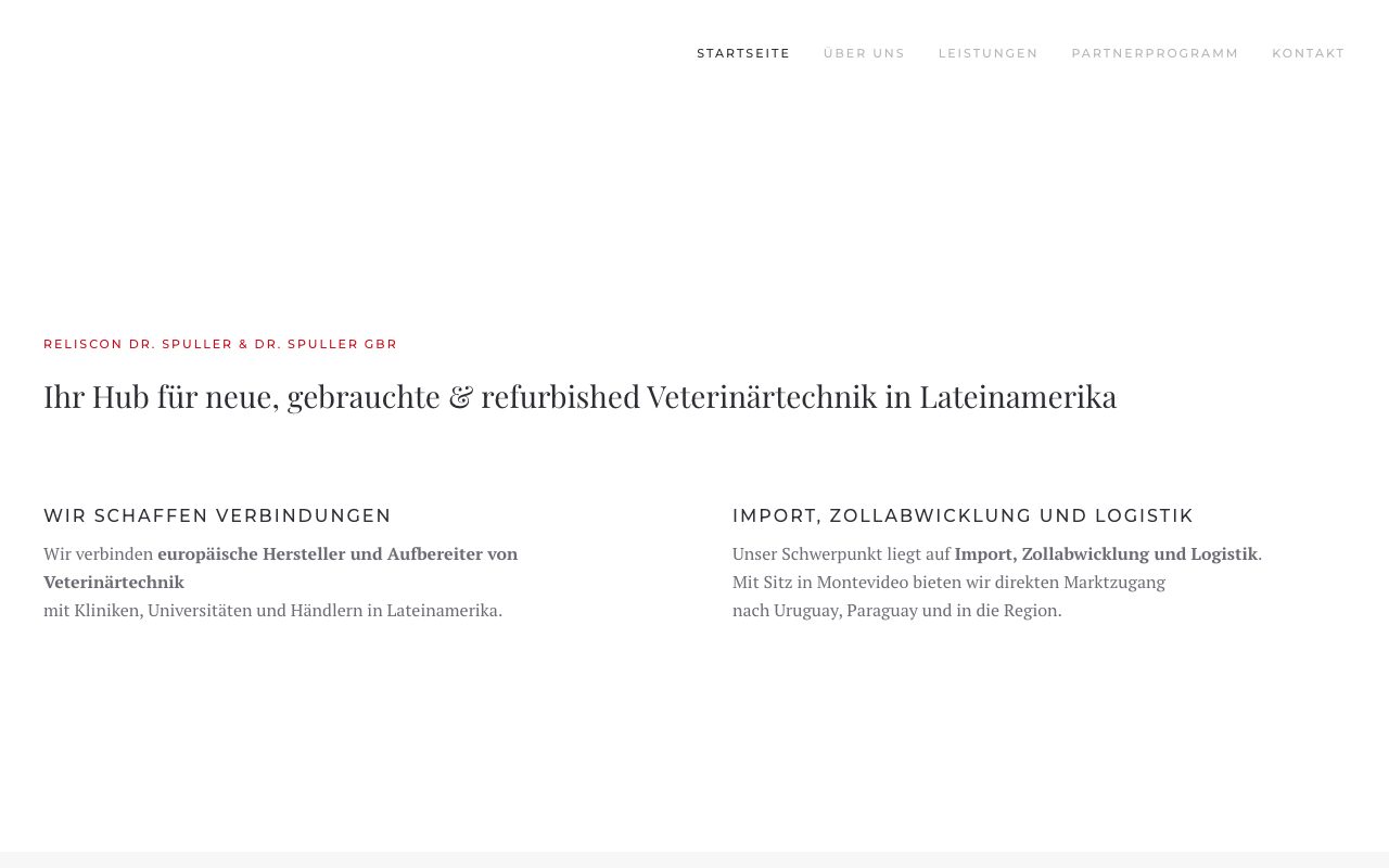 Screenshot der Website Reliscon